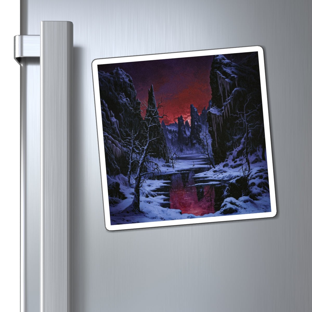 Crimson Frost Fridge Magnet