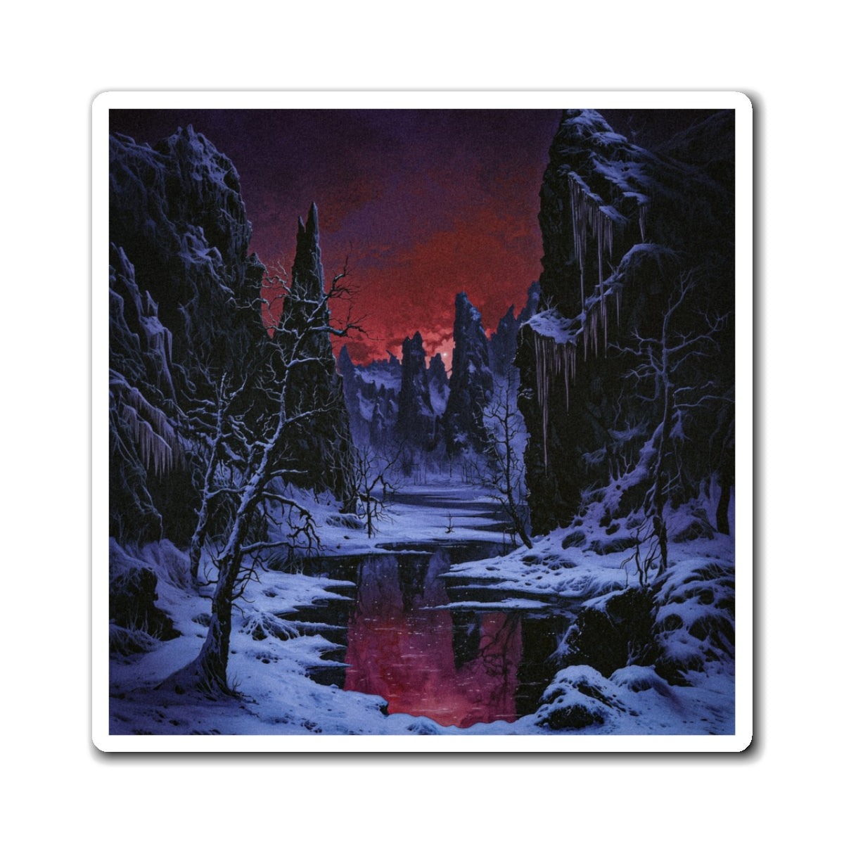 Crimson Frost Fridge Magnet