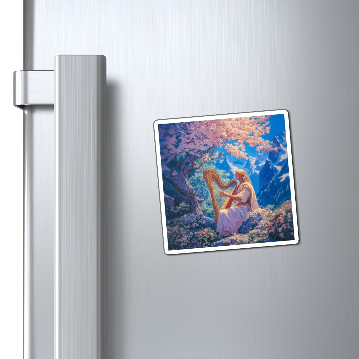 Elven Harpist Fridge Magnet