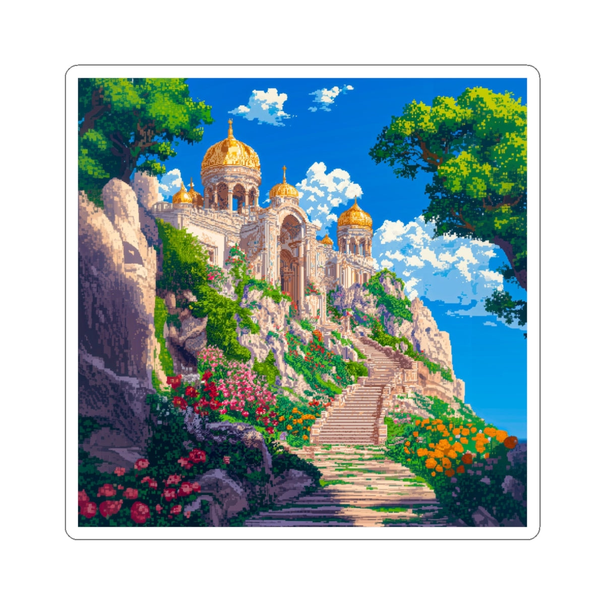 Pixelated Temple Sticker