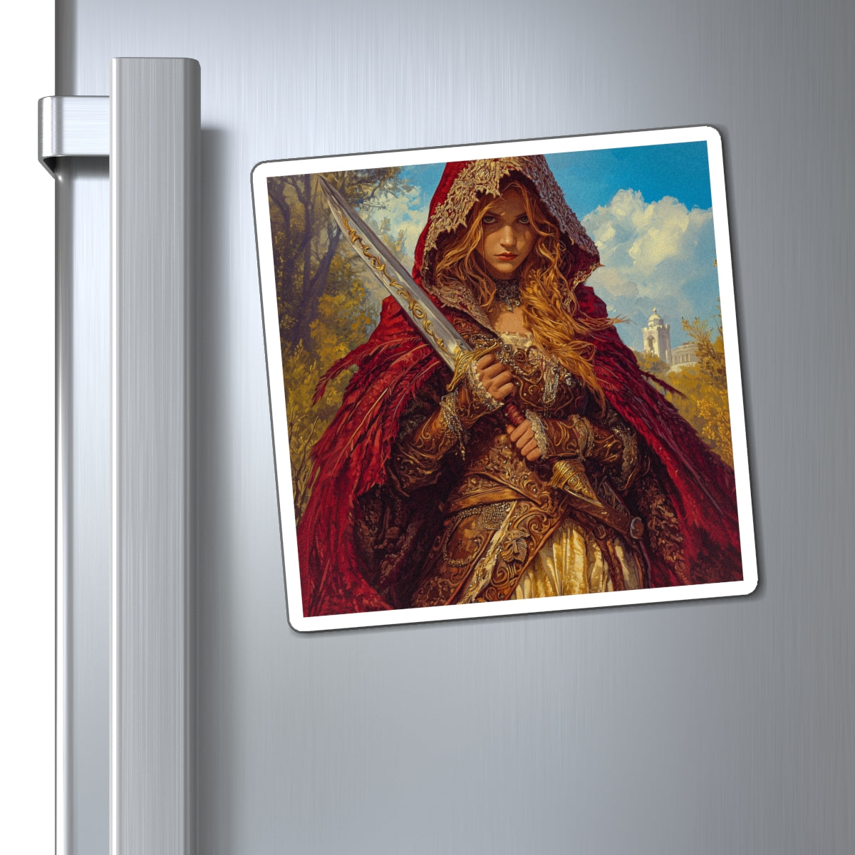 Hooded Maiden Fridge Magnet