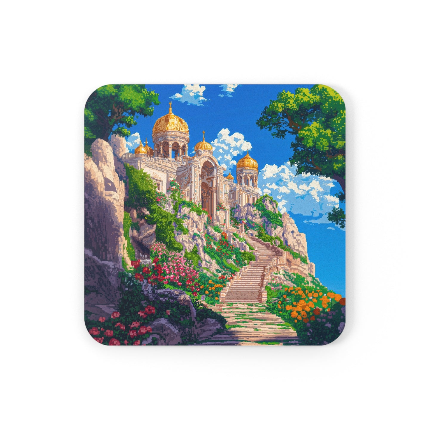 Pixelated Temple Coaster