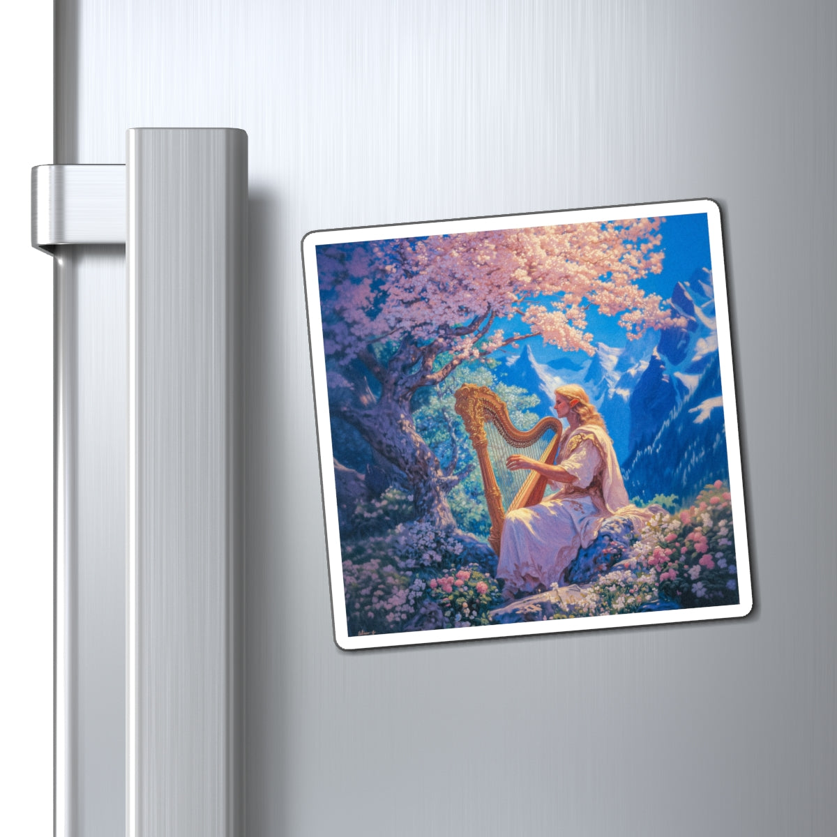 Elven Harpist Fridge Magnet