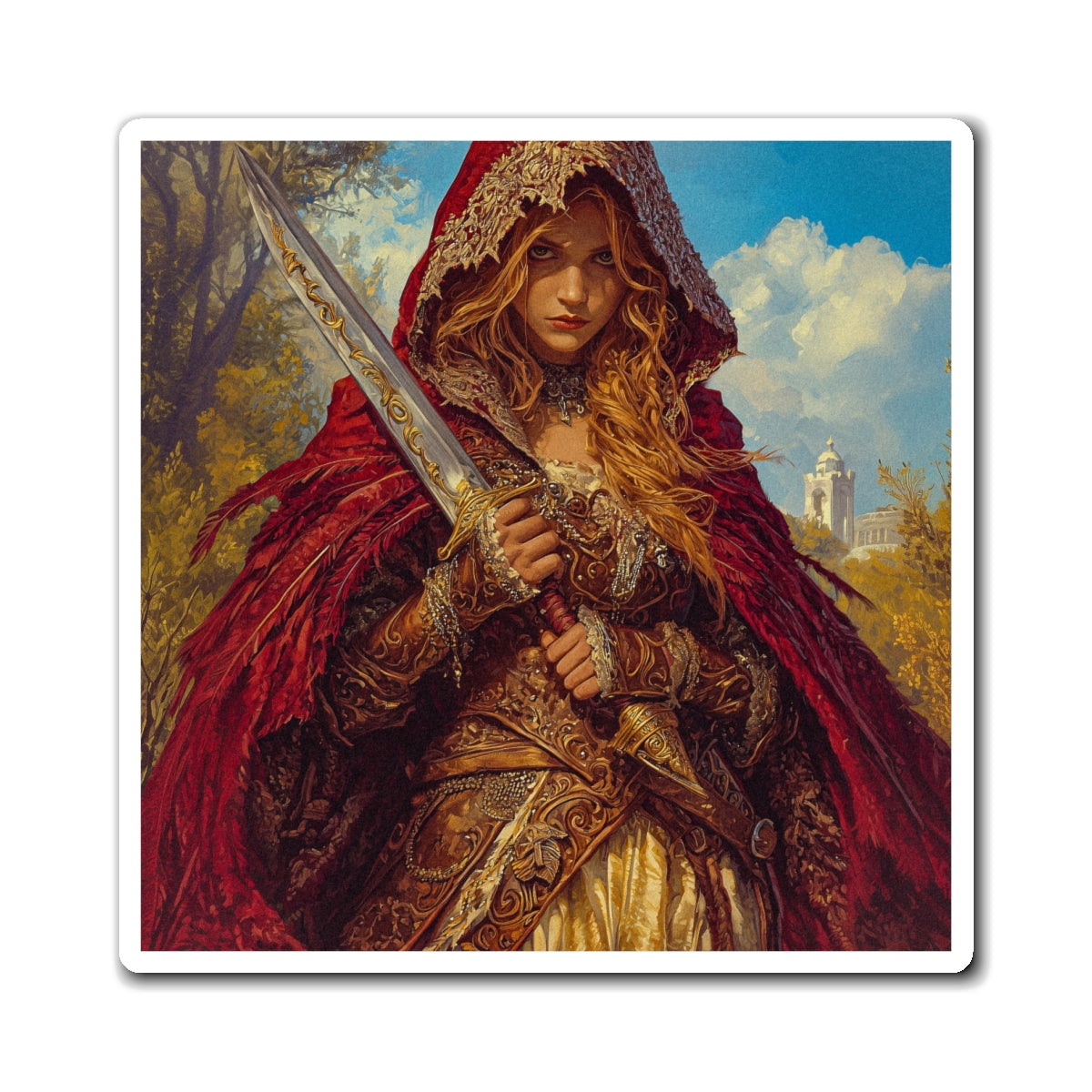 Hooded Maiden Fridge Magnet