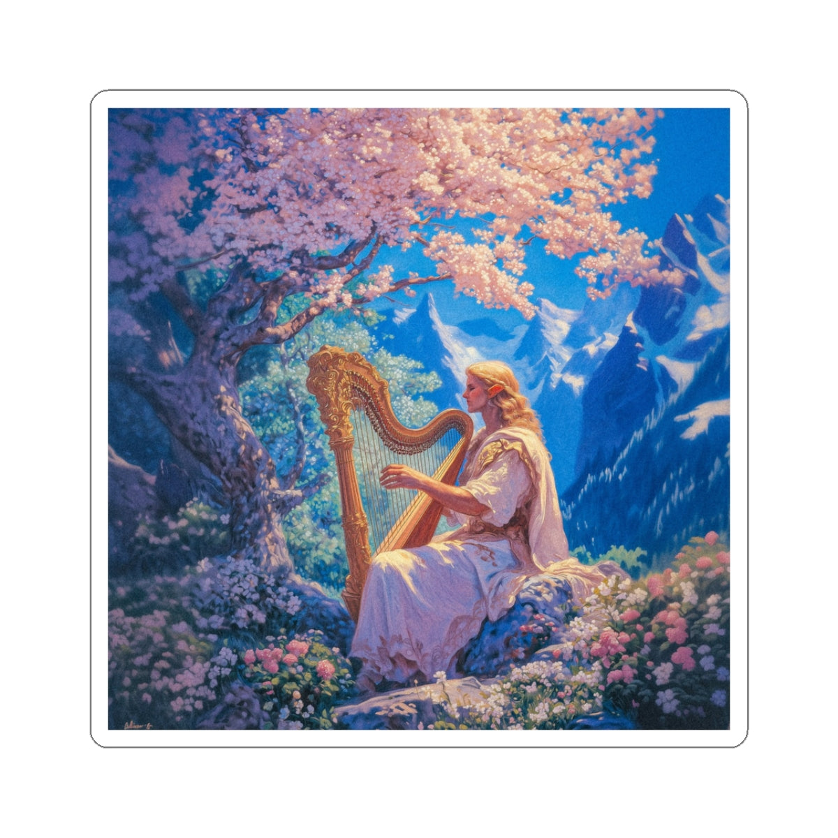 Elven Harpist Sticker
